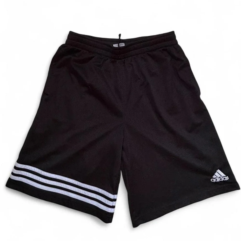 Adidas black shorts with white stripes with pockets, size XL